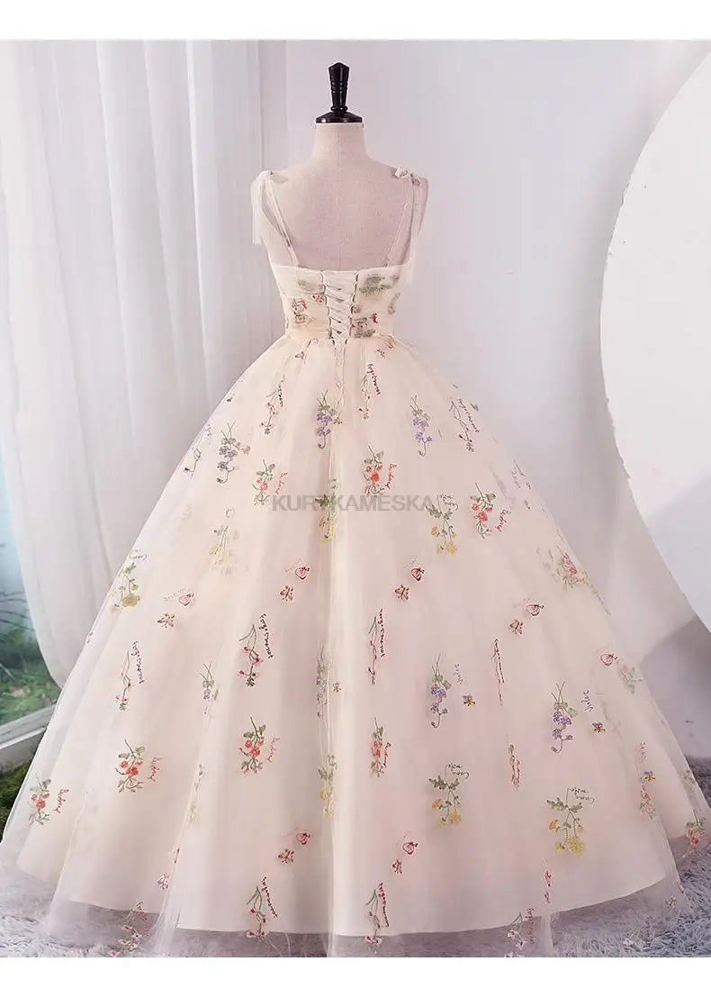 Luxury Floral Embroidery Long Prom Evening Wedding Shooting Dresses Women 2024 Summer Party Formal Occasions Reception Dress