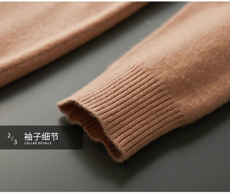 Fall/Winter 100% Wool Bottoming Shirt Men's Thickened Turtleneck Sweater Business Cashmere Knitting