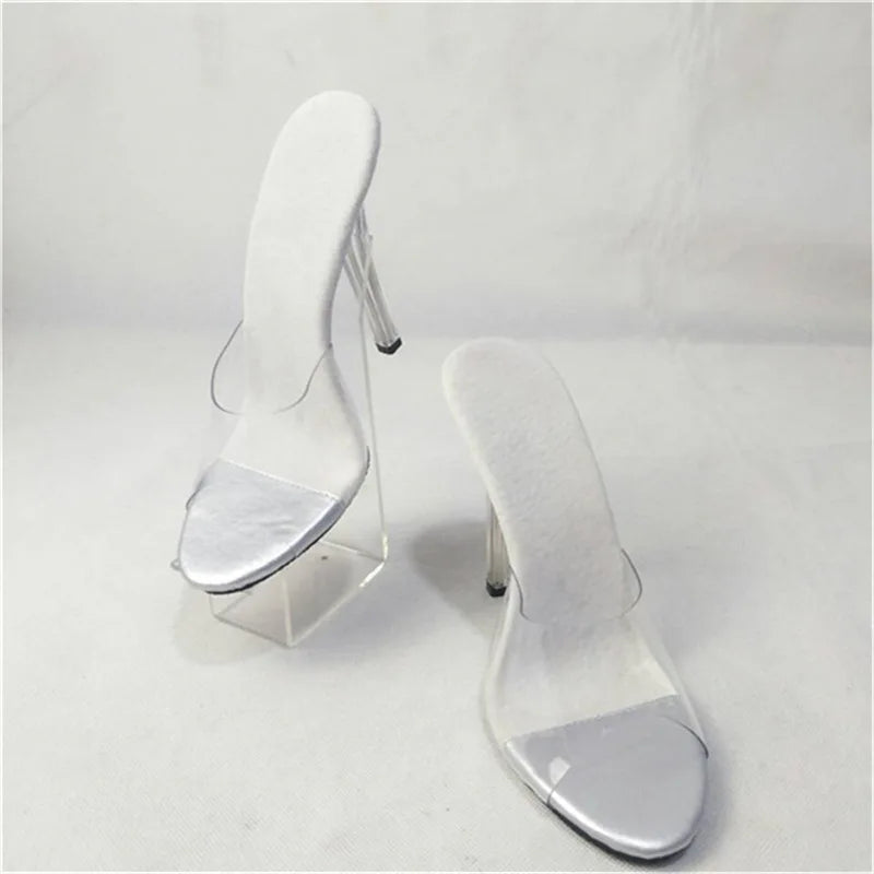 International Bodybuilding Model Bikini Competition Shoes Transparent High Heels Competition Standard Shoes 12cm Heel Slippers