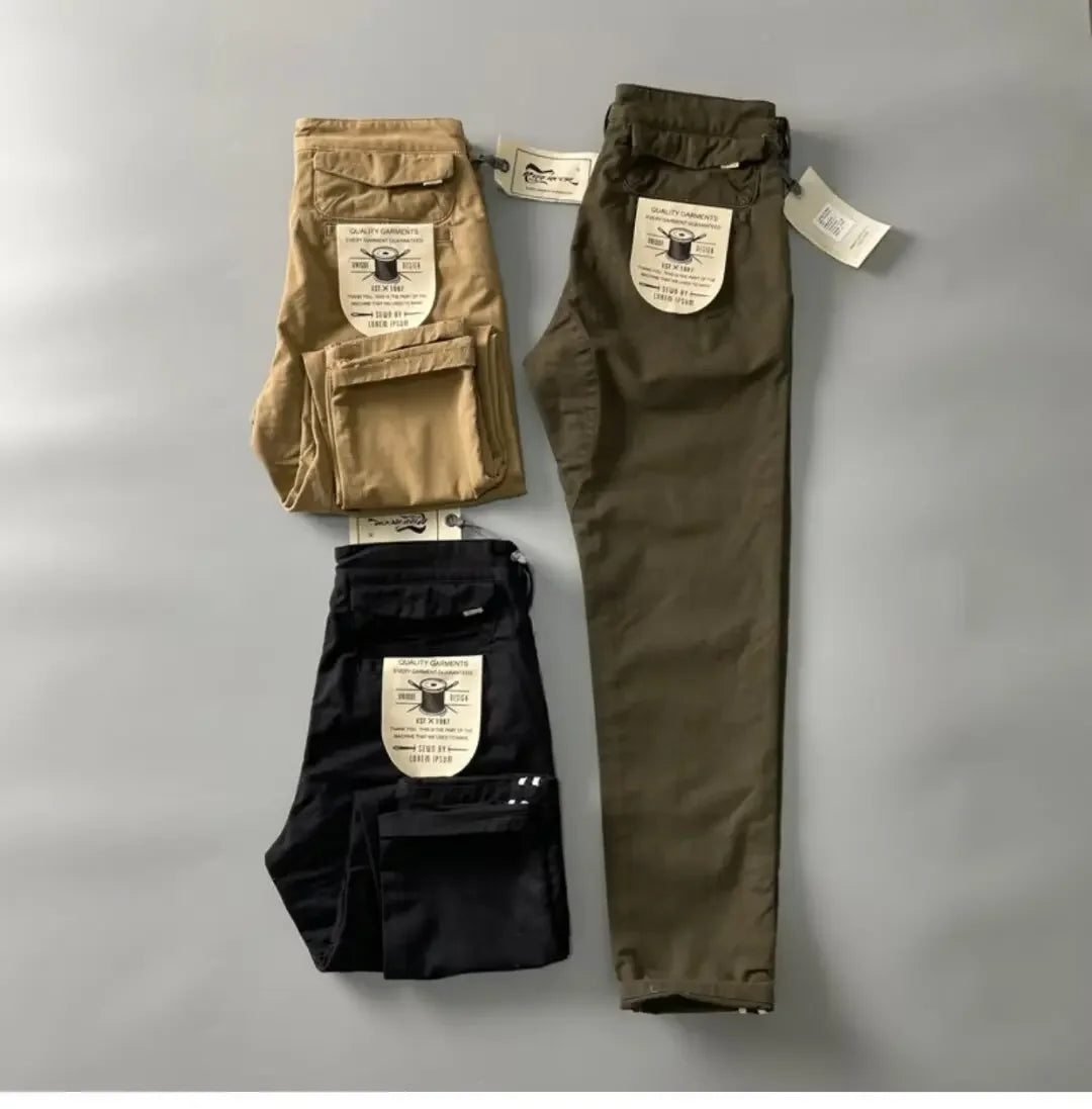 American Style Pure Cotton Heavy Duty Cargo Pants For Men Anti-Dirt Anti-Wear Loose Straight Leg Casual Pants Footwear