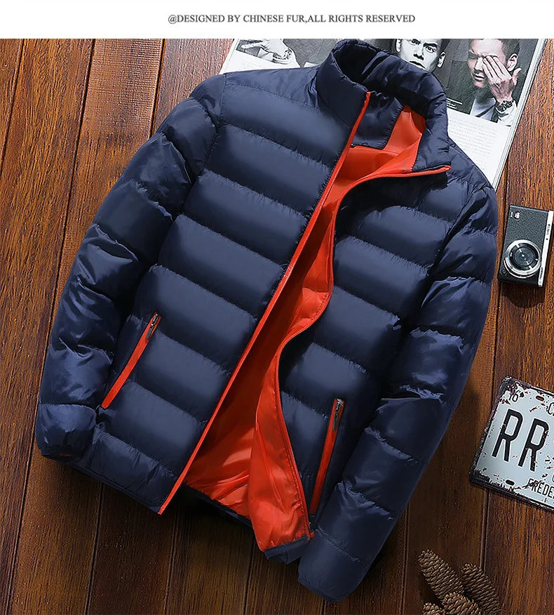 Autumn/Winter Men's Sports Cotton Coat New Warm Coat Thickened Stand Collar Cardigan Outdoor Padded Jacket Trend Men's clothing