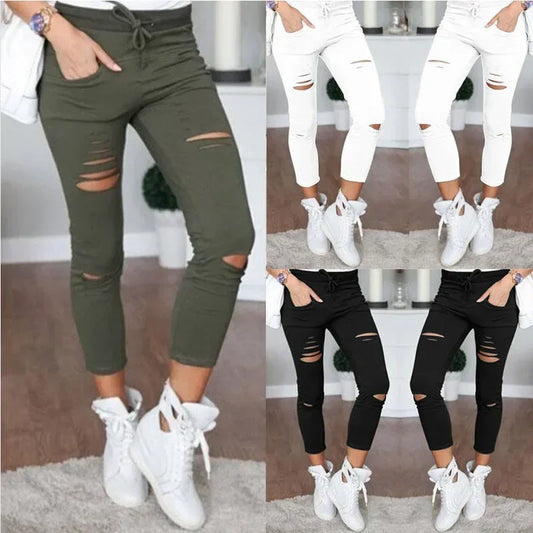 Ripped Jeans for Women Women Big Size Ripped Trousers Stretch Pencil Pants Leggings Women Jeans Woman Jeans