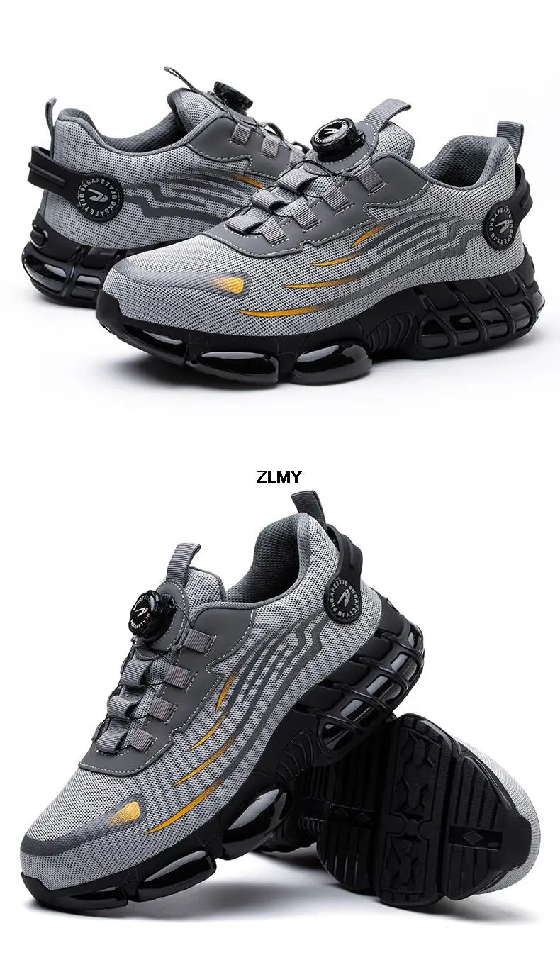 ZLMY Rotating Button Safety Shoes Men Steel Toe Sneaker Air Cushion Work Shoes Man Puncture Proof Work Safety Boots Protective