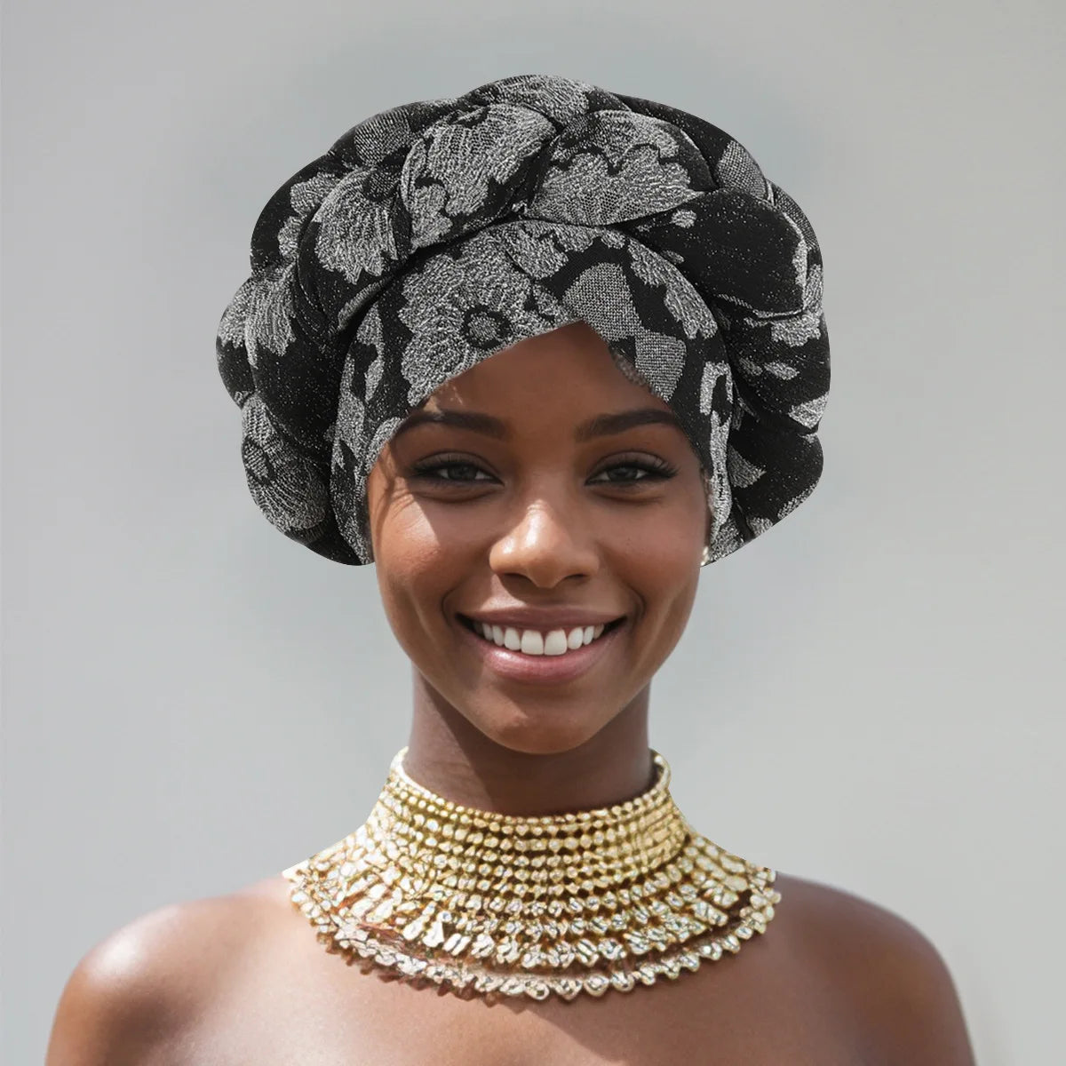 African Headtie Latest Nigeria Aso Oke Twist Knot Head Wraps Headpiece Turban Cap Bonnet for Women Already Made Auto Gele Mujer