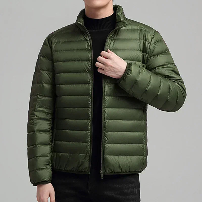 Solid Lightweight Winter Warm Parkas Standing Collar Cotton Down Padding Parkas For Men Casual Thick Jackets Male Winter Coats