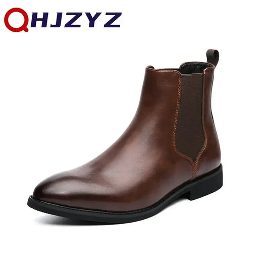 2024 Brand Leather Men Chelsea Boots Designer Italy Dress Boots Men Fashion Casual Warm Plush Business Ankle Boots Big Size 48