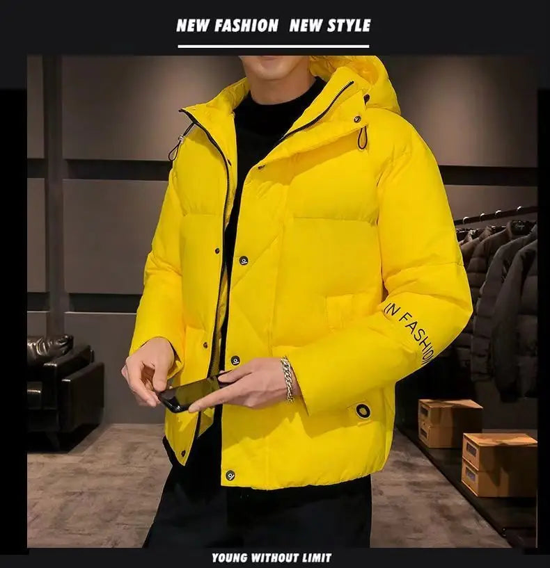 Men Harajuku Colorful Bubble Coat Winter Jacket 2024 Mens Streetwear Hip Hop Parka Korean Yellow Black Clothes Puffer Jackets