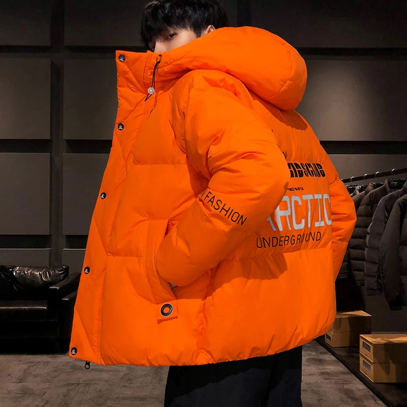 Men Harajuku Colorful Bubble Coat Winter Jacket 2024 Mens Streetwear Hip Hop Parka Korean Yellow Black Clothes Puffer Jackets