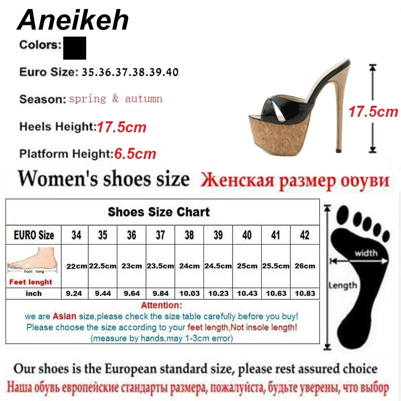 Aneikeh 2024 Summer Extreme Mules High Heels Women's Platform Sandals Shoes Ladies Slippers Slingback Peep-toe Slides Sandalias