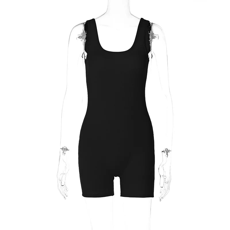 Hawthaw Women Sleeveless Bodycon Streetwear Romper Playsuit Short Jumpsuit 2024 Summer Clothes Wholesale Items For Business