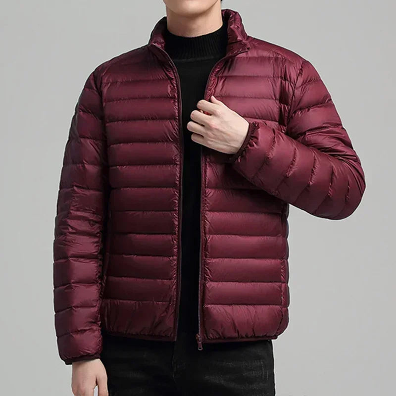 Solid Lightweight Winter Warm Parkas Standing Collar Cotton Down Padding Parkas For Men Casual Thick Jackets Male Winter Coats