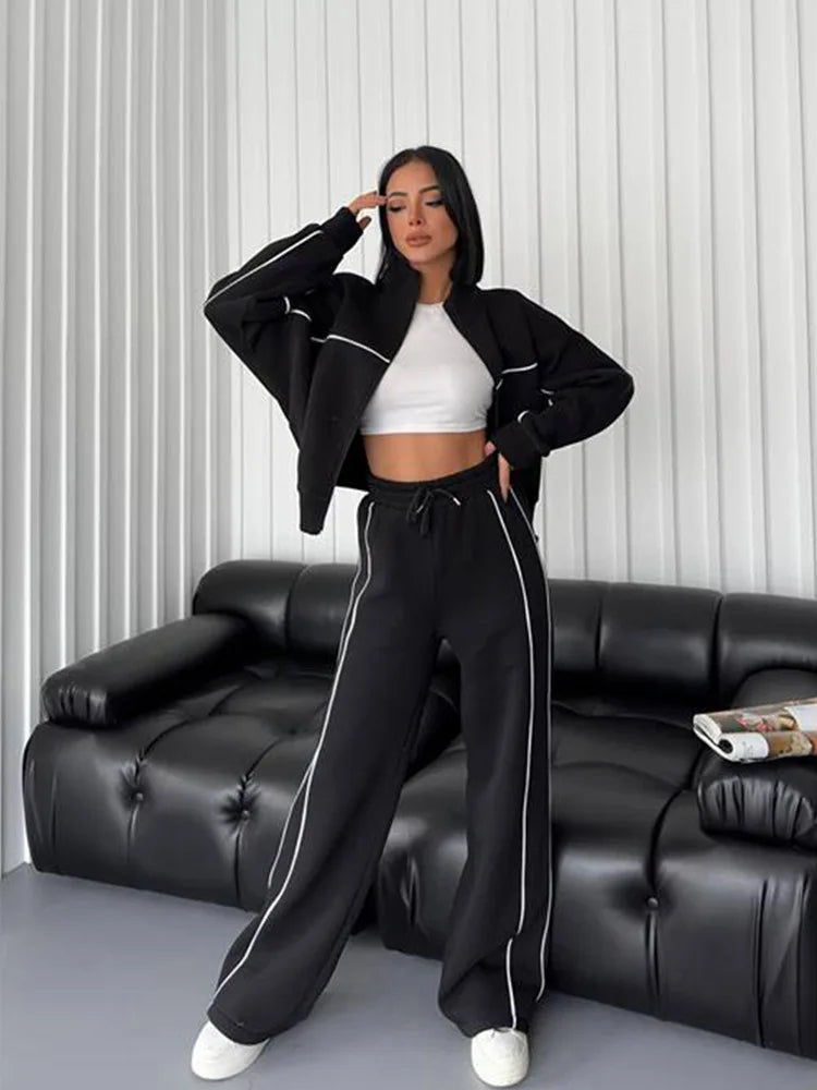 Sweatsuits for Women Set 2 Piece Outfits Long Sleeve Zip Up Jacket Oversized Sweatshirt Jogger Sweatpants Tracksuit