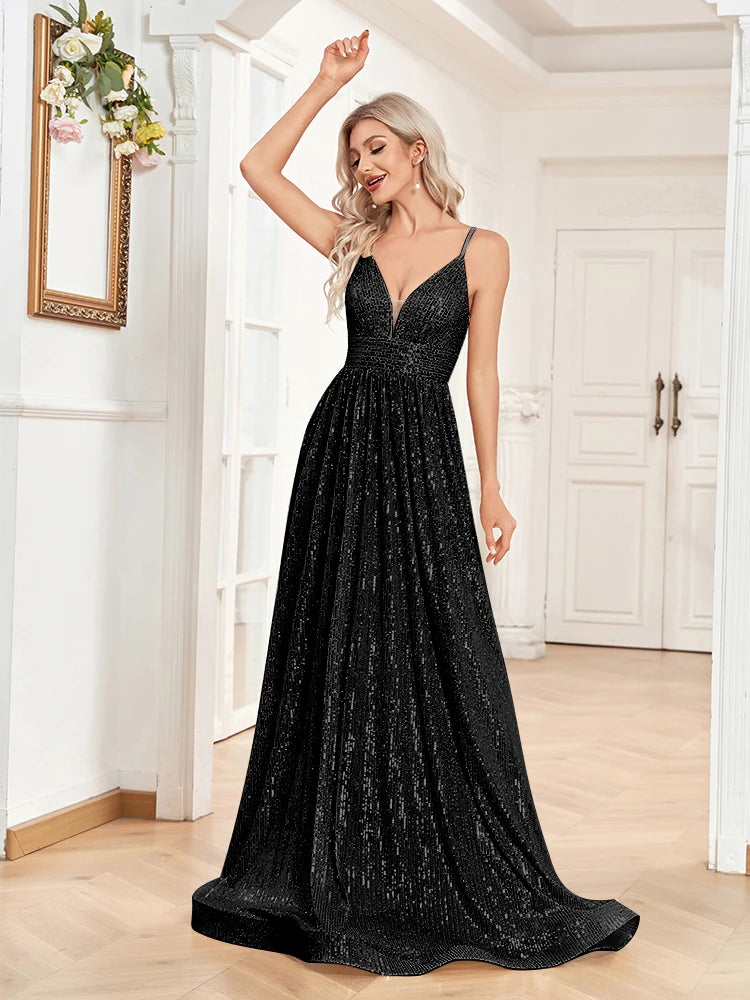 Lucyinlove Elegant Sexy Backless Sequins Evening Dress Long 2024 Mermaid Formal Gown Women Wedding Party Dresses Caicktail Prom