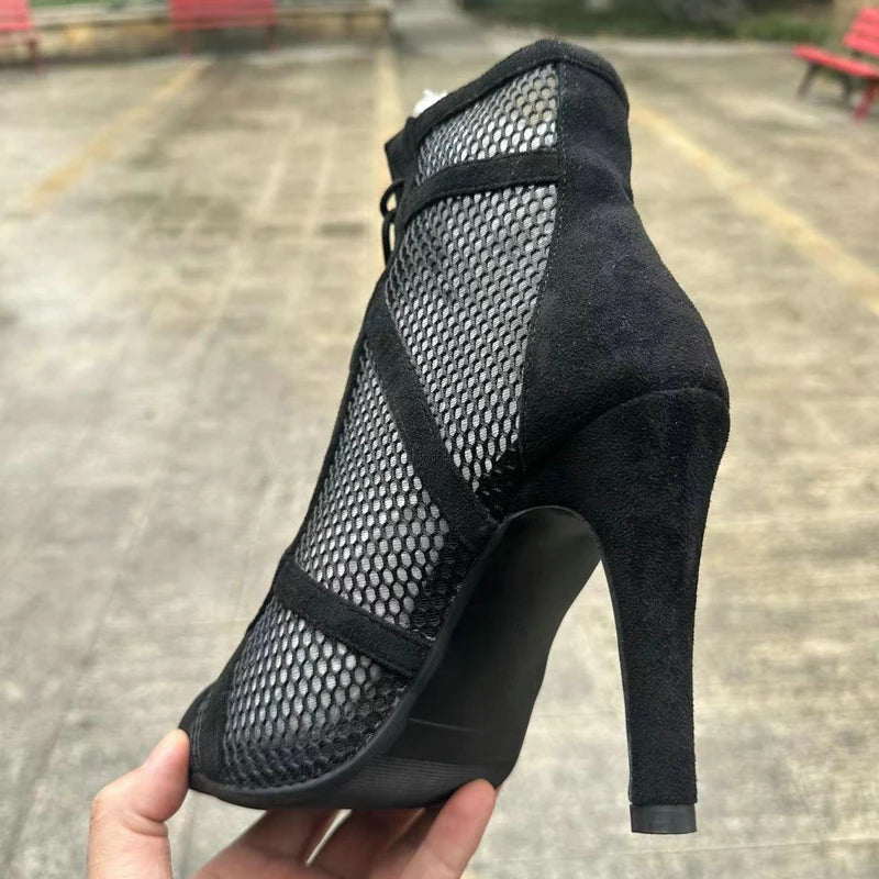 New Sexy High Heels Hollow Mesh Sandals Summer Fashion Trend Comfort Peep Toe Boots Stilettos Jazz Dance Female Shoes Plus Size