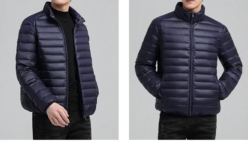 Solid Lightweight Winter Warm Parkas Standing Collar Cotton Down Padding Parkas For Men Casual Thick Jackets Male Winter Coats