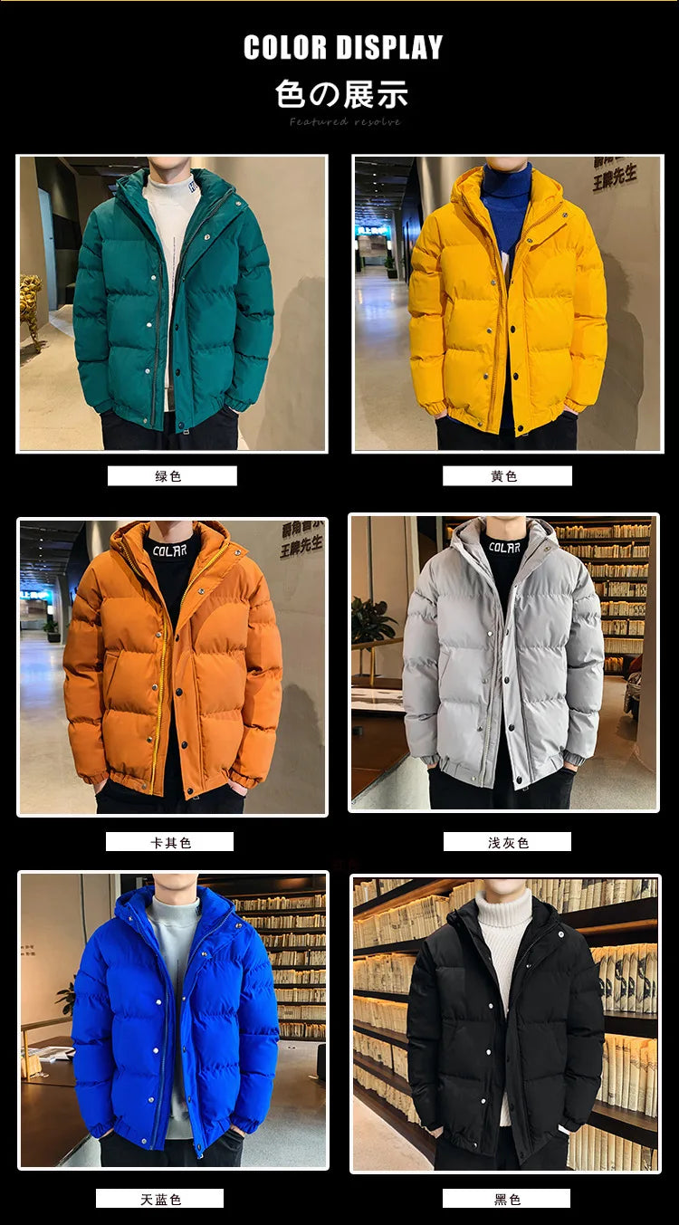 Men Harajuku Colorful Bubble Coat Winter Jacket 2024 Mens Streetwear Hip Hop Parka Korean Yellow Black Clothes Puffer Jackets