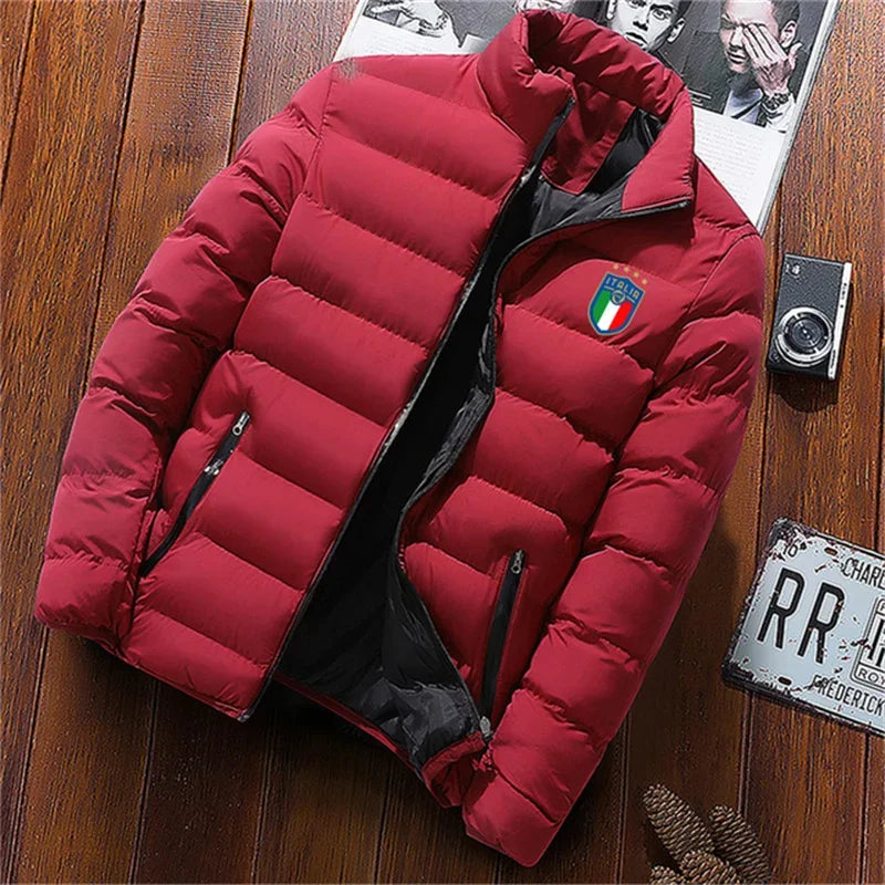 Winter coat men's fashion stand collar men's coat outdoor camping men's solid thickened jacket coat men's Parka