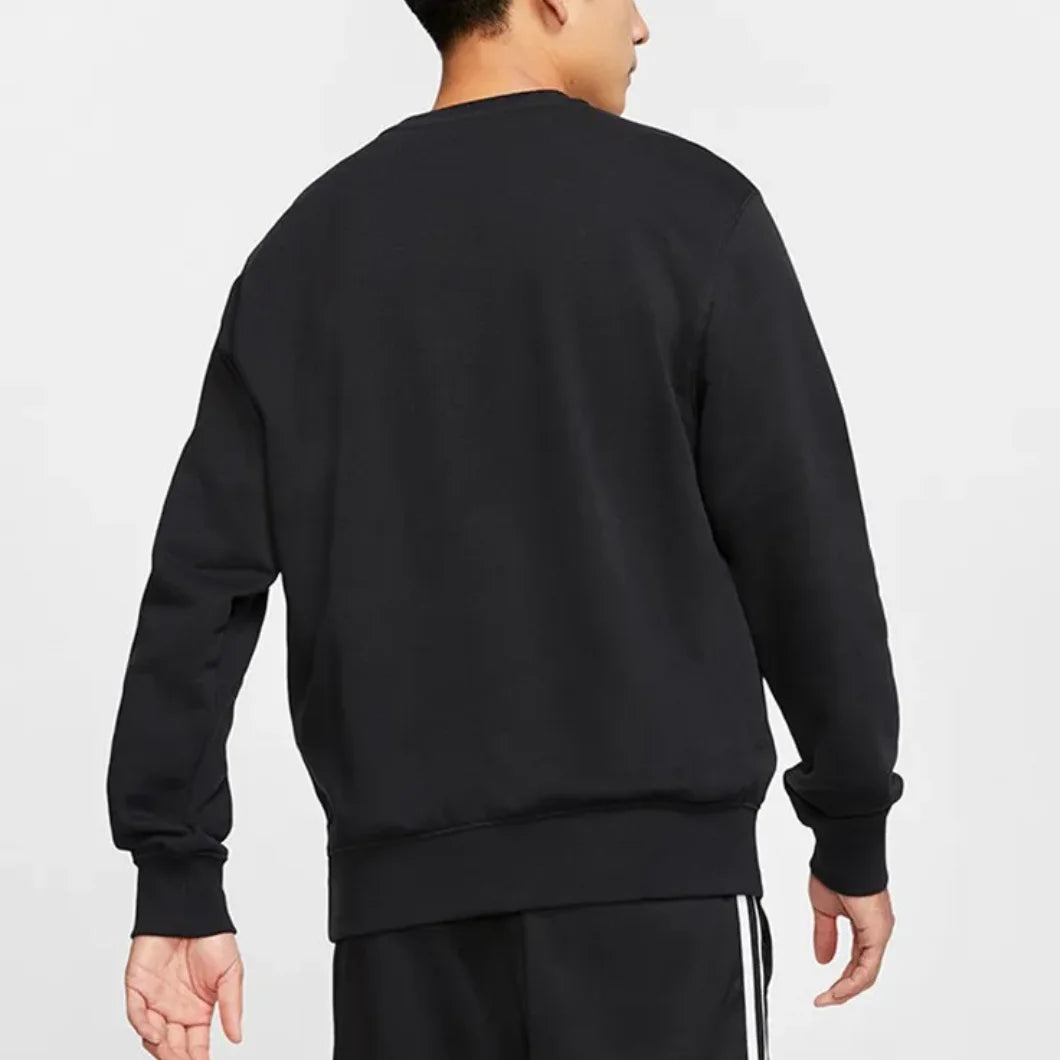 Nike authentic embroidery spring and autumn thin men's fashion classic long-sleeved round neck casual sweater black