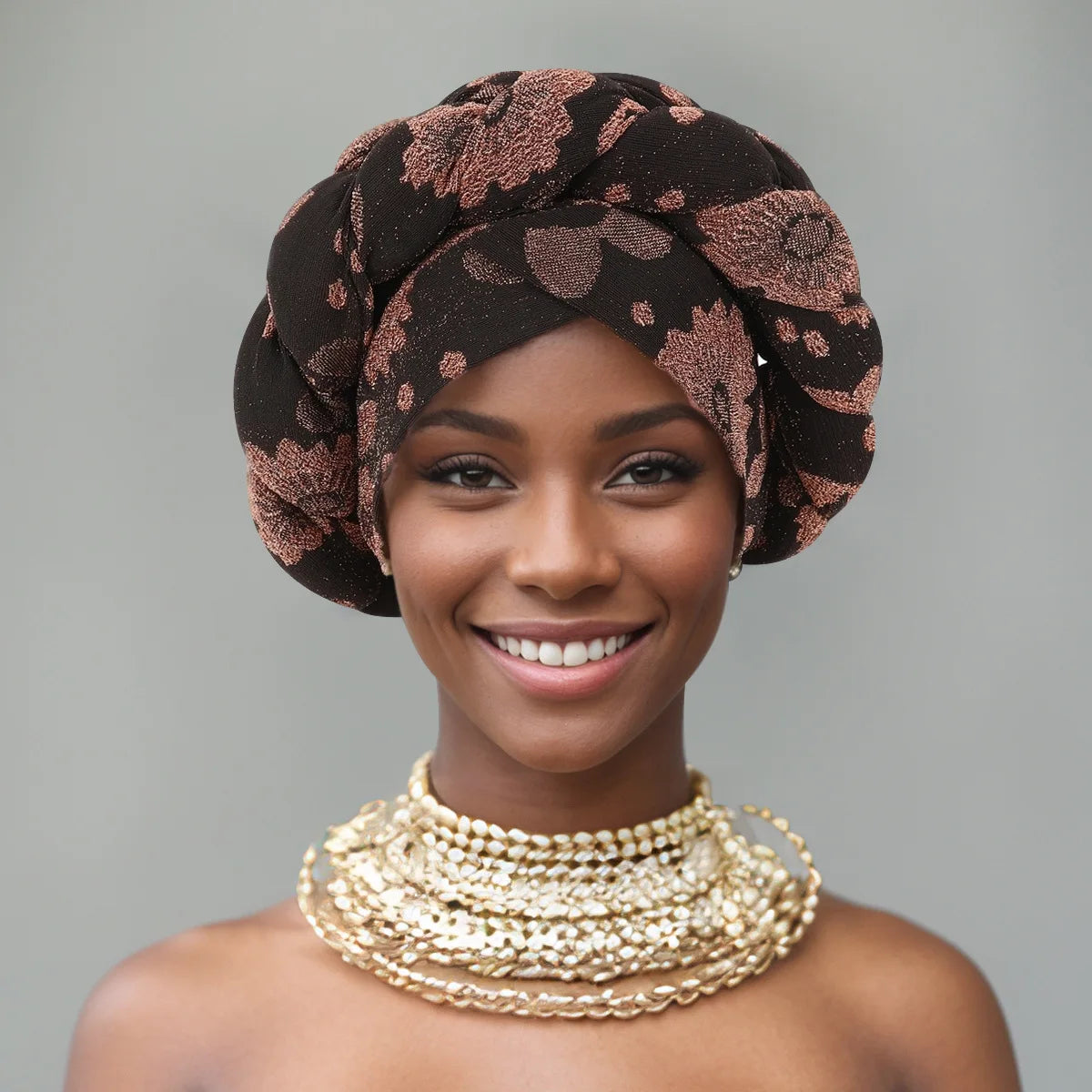 African Headtie Latest Nigeria Aso Oke Twist Knot Head Wraps Headpiece Turban Cap Bonnet for Women Already Made Auto Gele Mujer