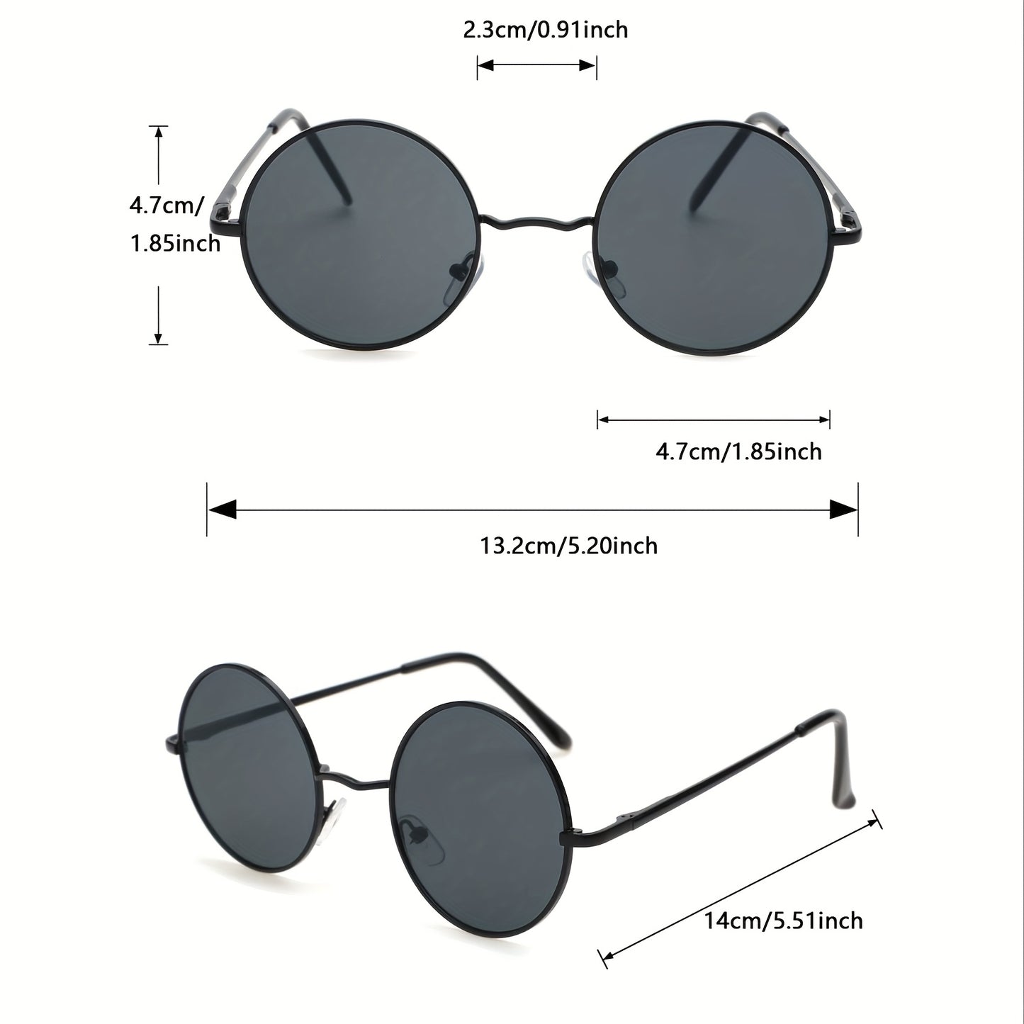 FAIRMARRY 2-Pack Minimalist Round Glasses - Full Rim Iron Frame with Anti-Reflection PC Lenses for Daily Leisure Activities