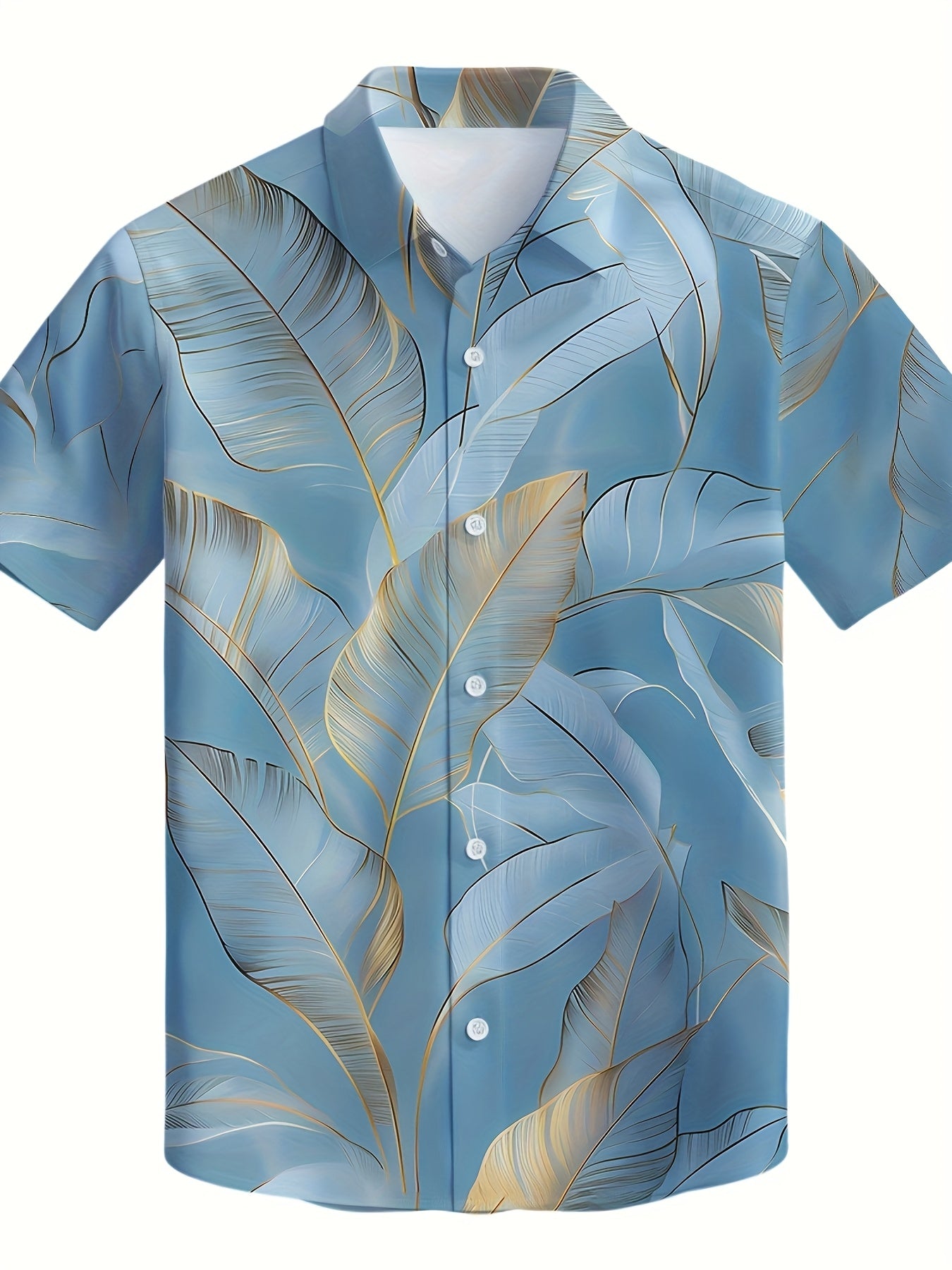 New Summer Men'S Short-Sleeve Shirt Featuring a Stylish And Casual Tropical Palm Tree Design, Perfect for Hawaiian Wear.