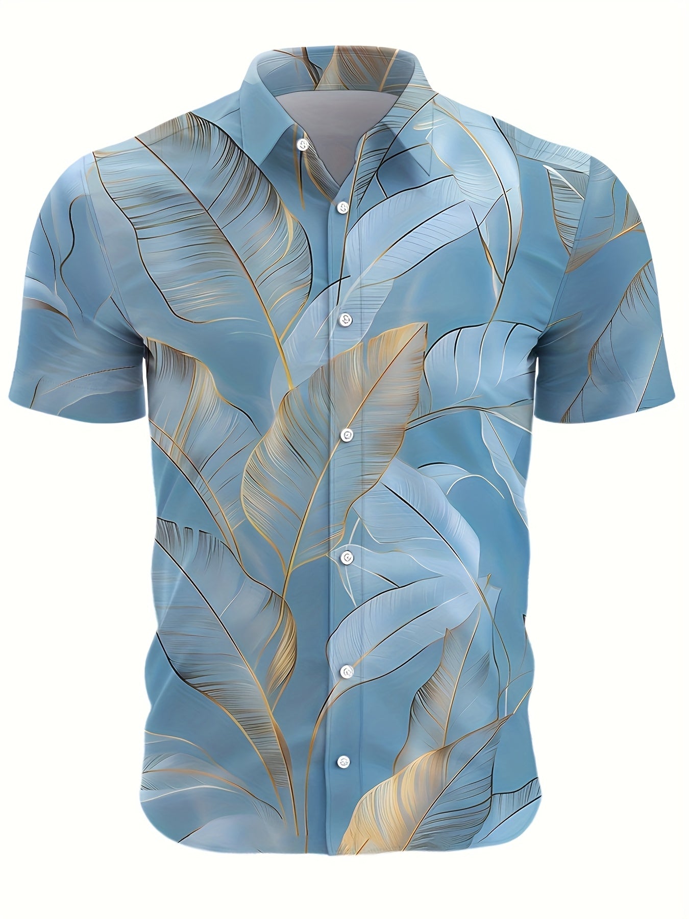 New Summer Men'S Short-Sleeve Shirt Featuring a Stylish And Casual Tropical Palm Tree Design, Perfect for Hawaiian Wear.