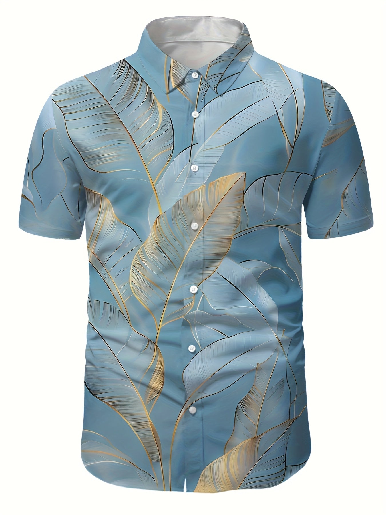 New Summer Men'S Short-Sleeve Shirt Featuring a Stylish And Casual Tropical Palm Tree Design, Perfect for Hawaiian Wear.